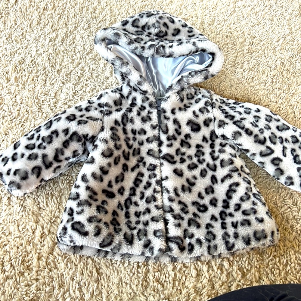 Little Me Leopard Fur Coat, size 12 month